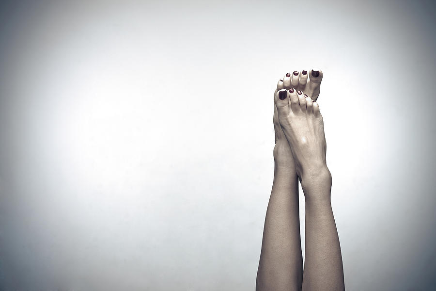 Female Feet Glazed Burgundy Photograph by Paolomartinezphotography