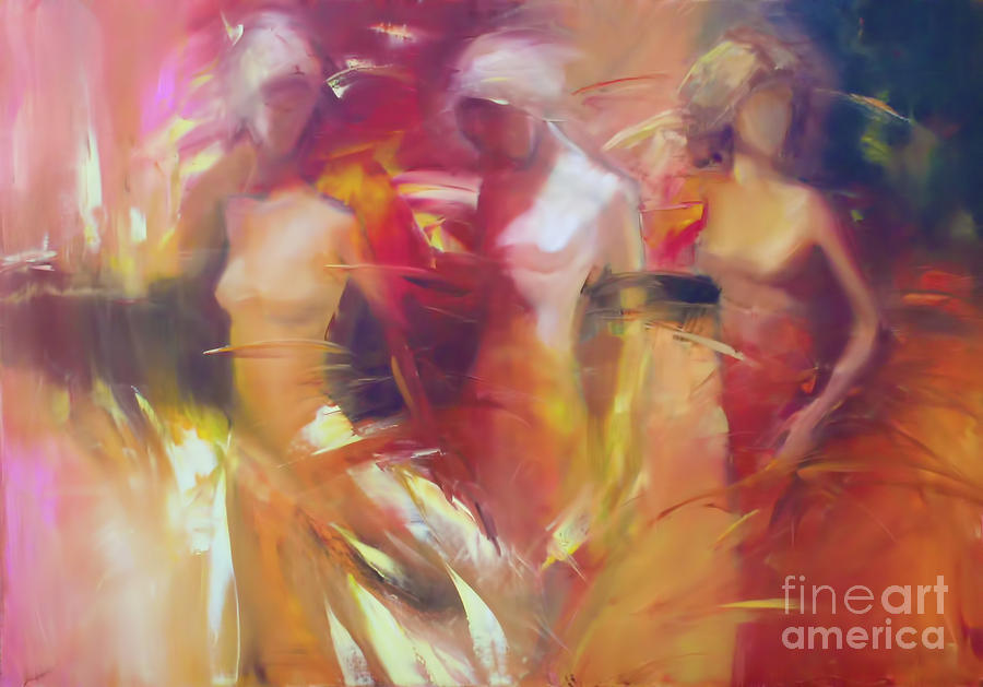Symbol Digital Art - Female Figures Handmade Painting by Ben Roman Symbol Digital Art - Female Figures Handmade Painting by Ben Roman