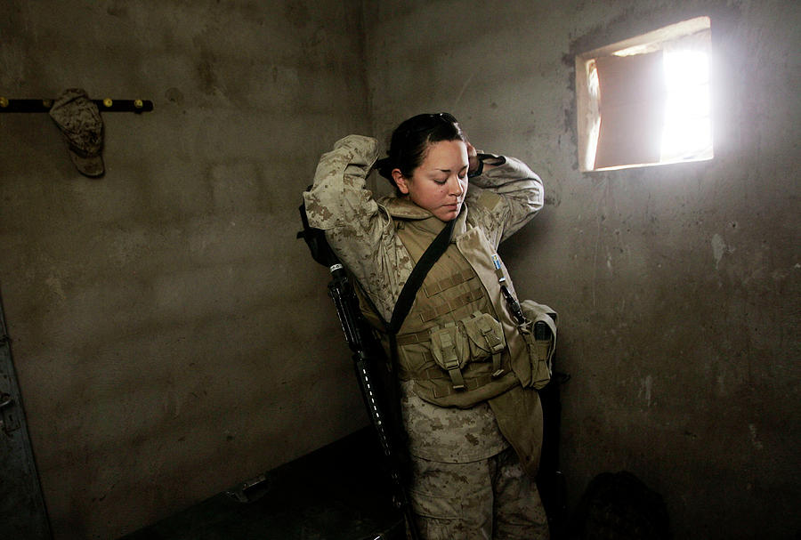 Female Marines Work Checkpoint In Photograph by Chris Hondros