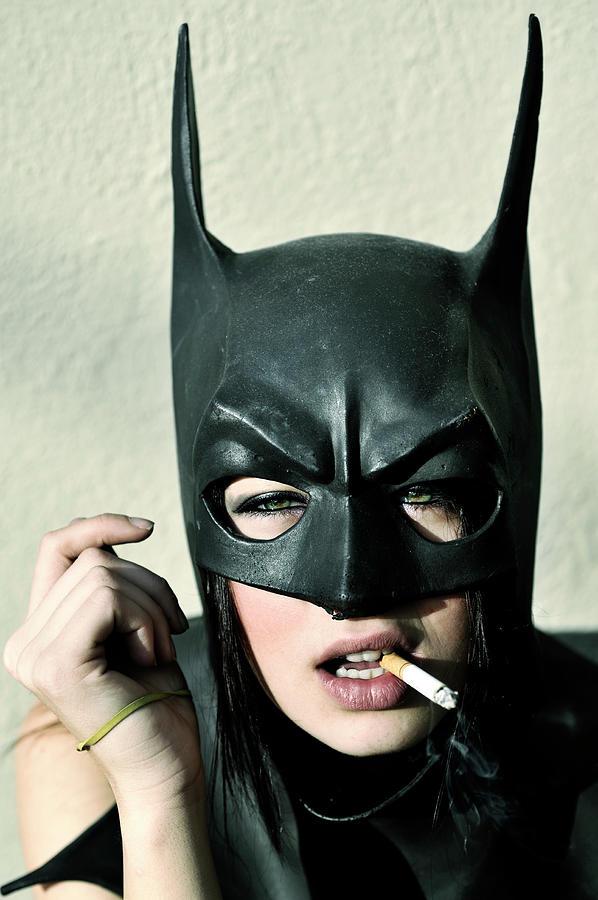 Female Model Smoking With Batman Mask Photograph by Stephen Albanese Female Model Smoking With Batman Mask Photograph by Stephen Albanese