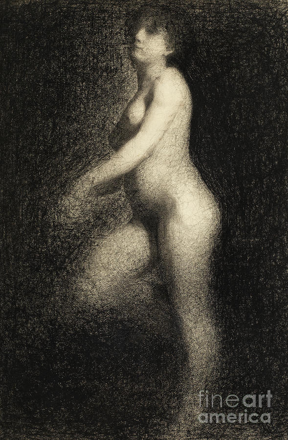 Georges Pierre Seurat Drawing - Female nude by Seurat by Georges Pierre Seurat