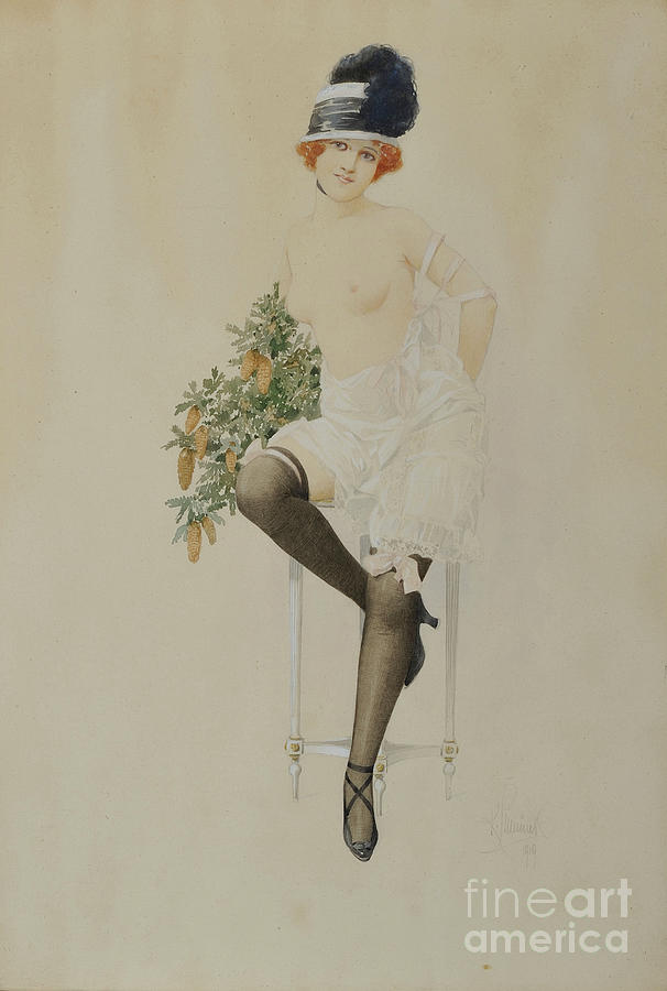 Female Nude Drawing by Heritage Images