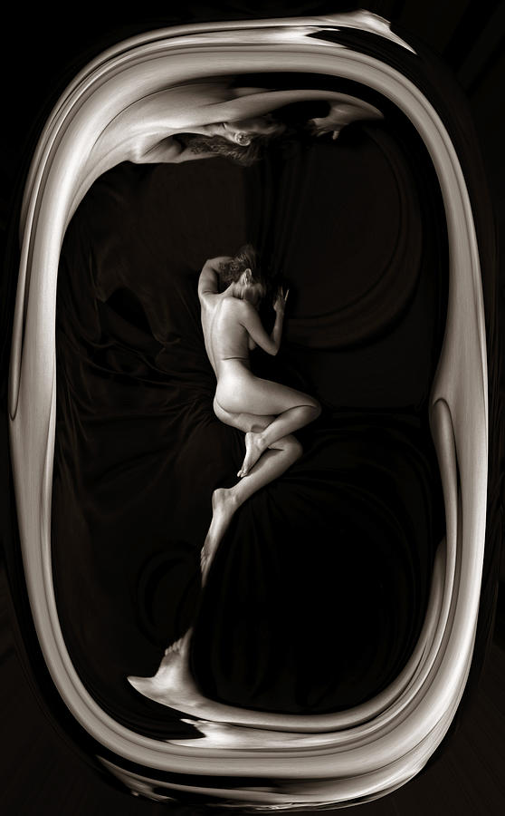 Female Nude Sleeping On Black Photograph by Eversofine