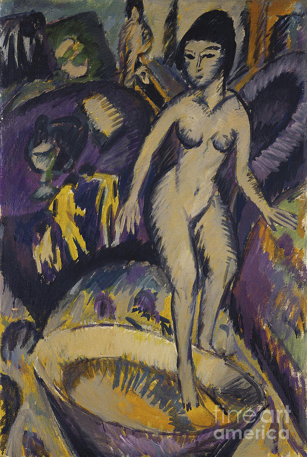 Female Nude With Hot Tub, 1912 Painting by Ernst Ludwig Kirchner