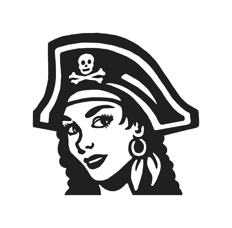 female pirate drawing