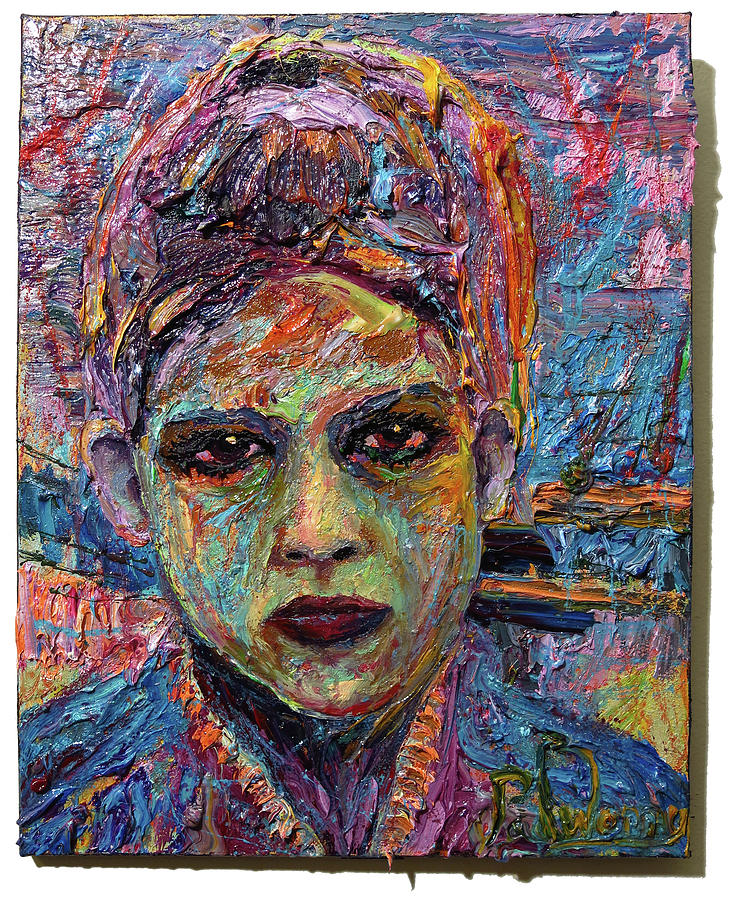 / expressionism portrait face thick gallery figurative folk Original Oil Painting on Gallery Wrapped Stretched Canvas of 20 by 16 by 3/4 in