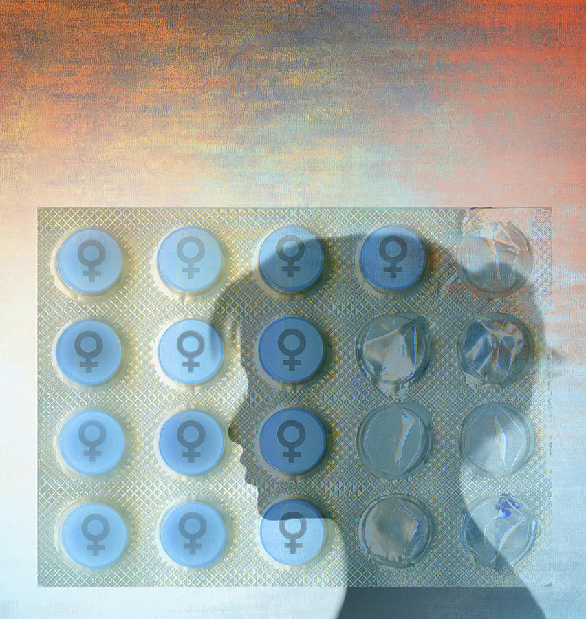 Female Symbol And Pills In Blister Pack Photograph by Ikon Images