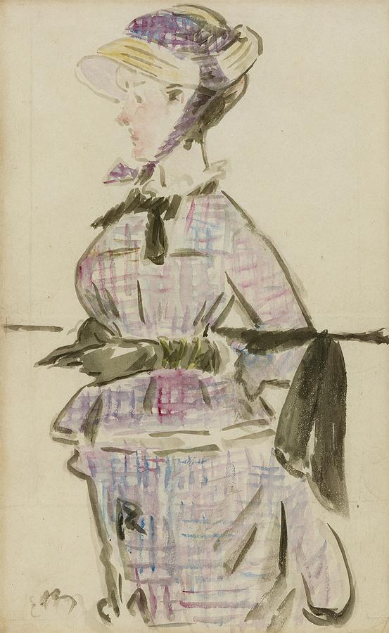 Vintage Drawing - Femme En Costume De Voyage by Edouard Manet