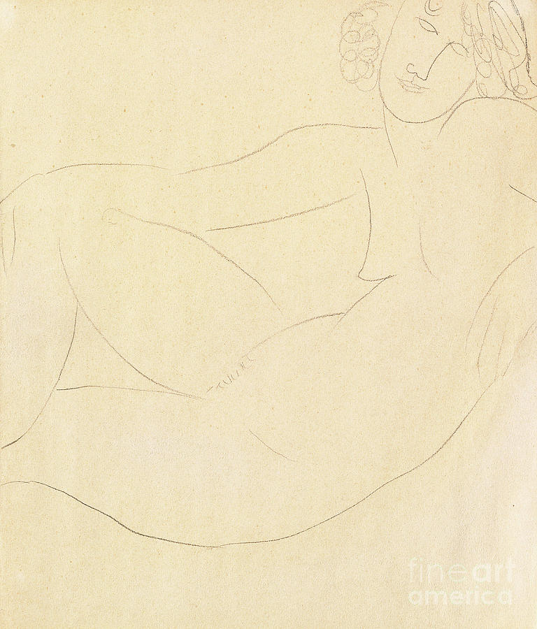 Femme Nue Accoudee, 1918 Drawing by Amedeo Modigliani