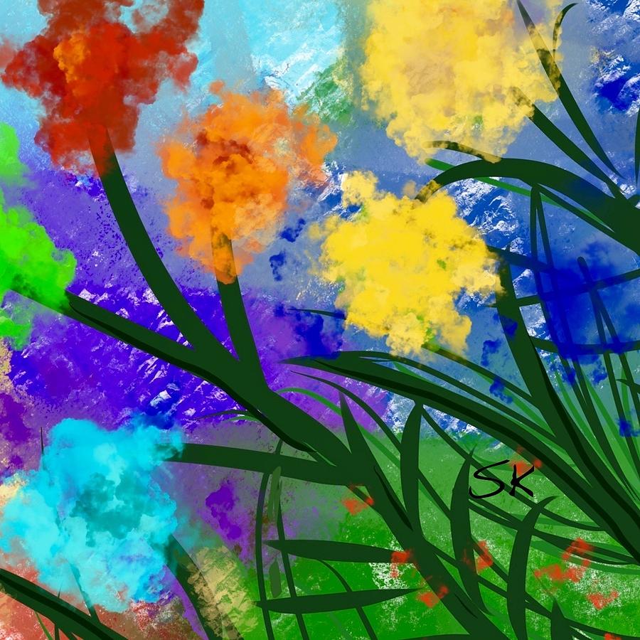 Fence Flowers Square by Sherry Killam Fence Flowers Square by Sherry Killam