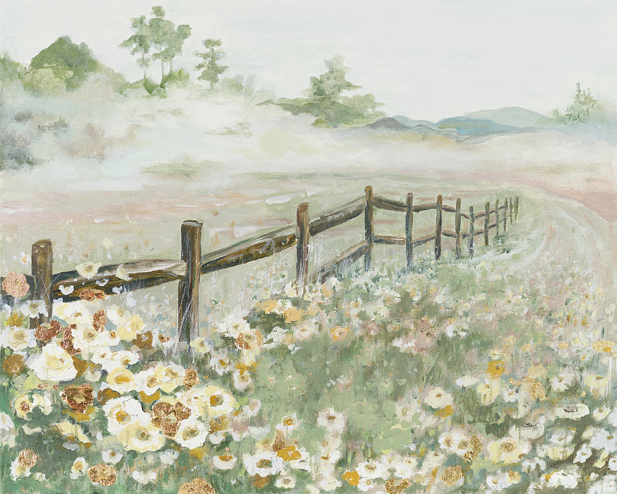 Flower Painting - Fence With Flowers by Patricia Pinto