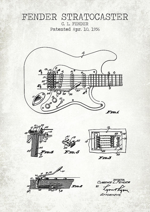 FENDER STRATOCASTER old patent Digital Art by Dennson Creative - Fine ...