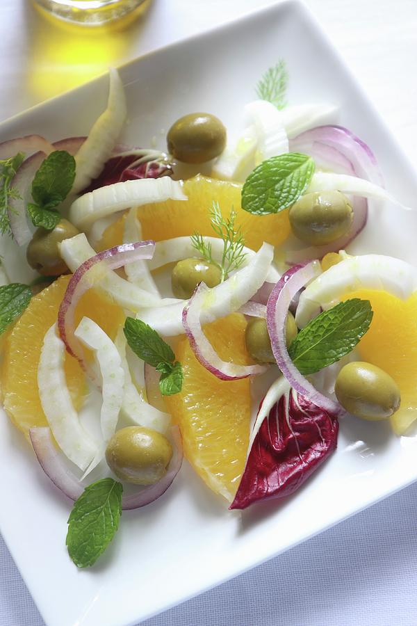 Fennel And Orange Salad With Red Onions And Mint sicily Photograph by Lee Parish
