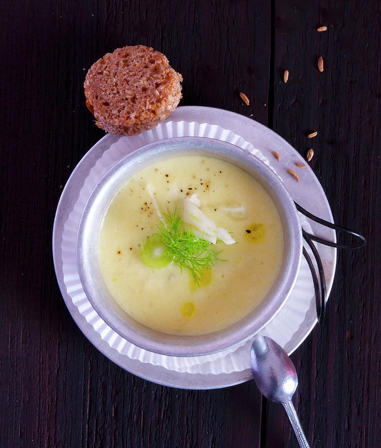 Fennel Soup And A Slice Of Bread Photograph by Udo Einenkel