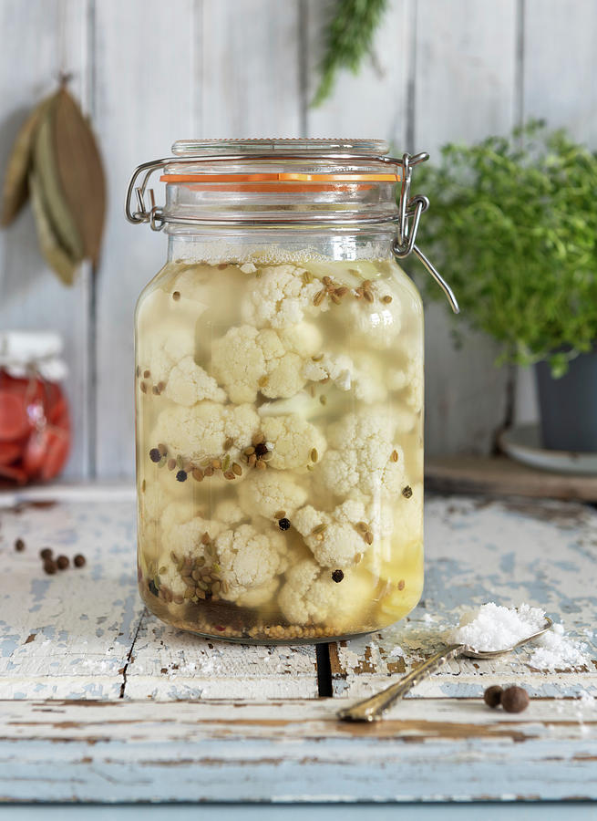 Fermented Cauliflower And Ginger In Brine Photograph by Komar