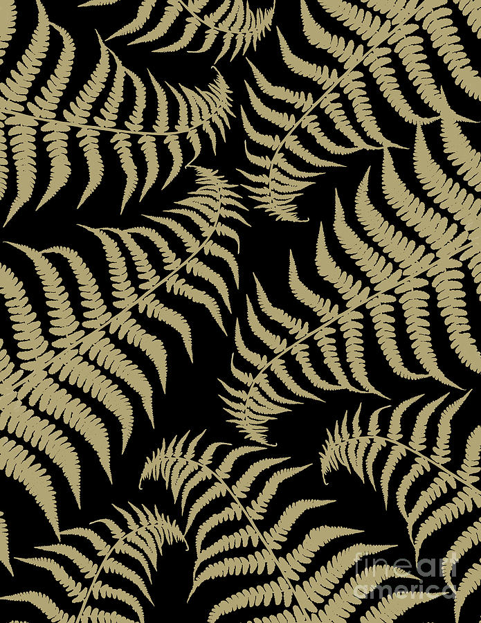 Nature Mixed Media - Fern Leaves Pattern - Golden Dream #1 #ornamental #decor #art  by Anitas and Bellas Art