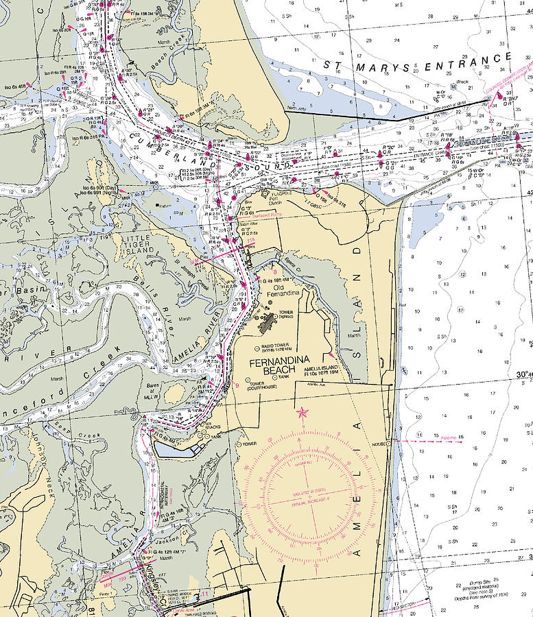 Fernandina Beachflorida Nautical Chart Mixed Media by Sea Koast Pixels