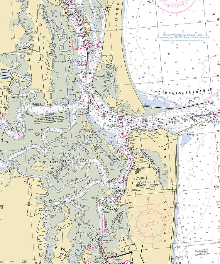 Fernandina-beach -florida Nautical Chart _v6 Mixed Media by Bret