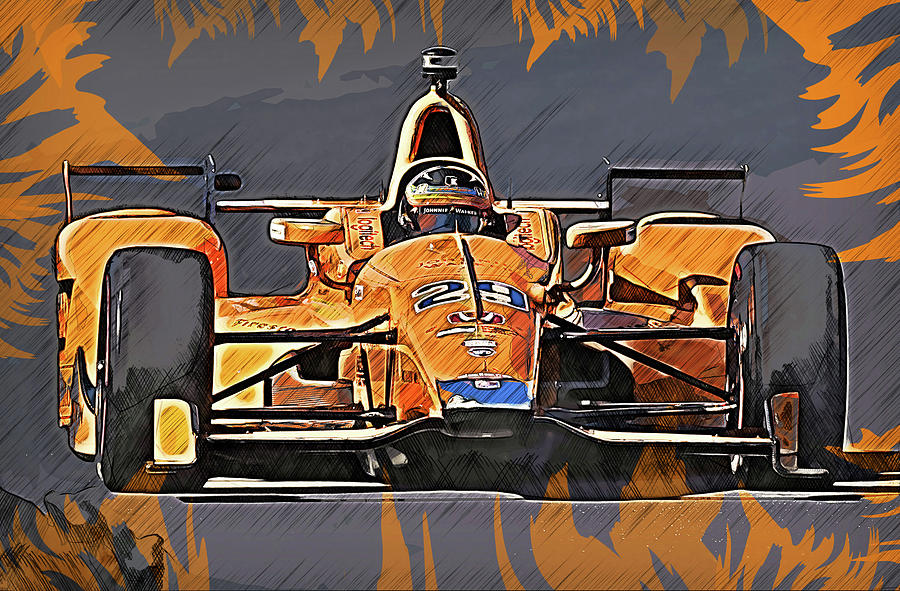 Fernando Alonso, Indy 500 - 05 Painting by Andrea Mazzocchetti