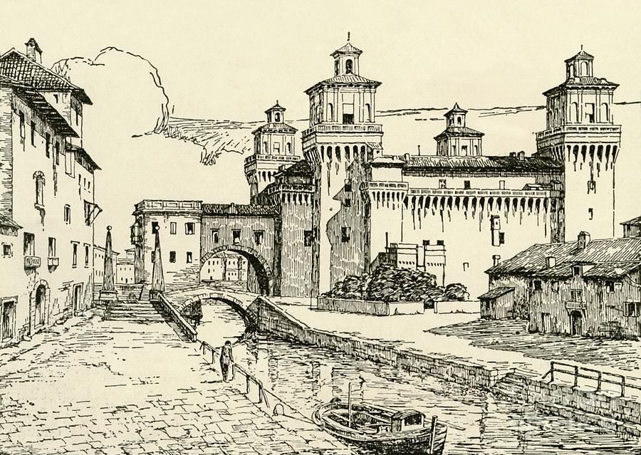 Ferrara The Ducal Palace Drawing by Print Collector