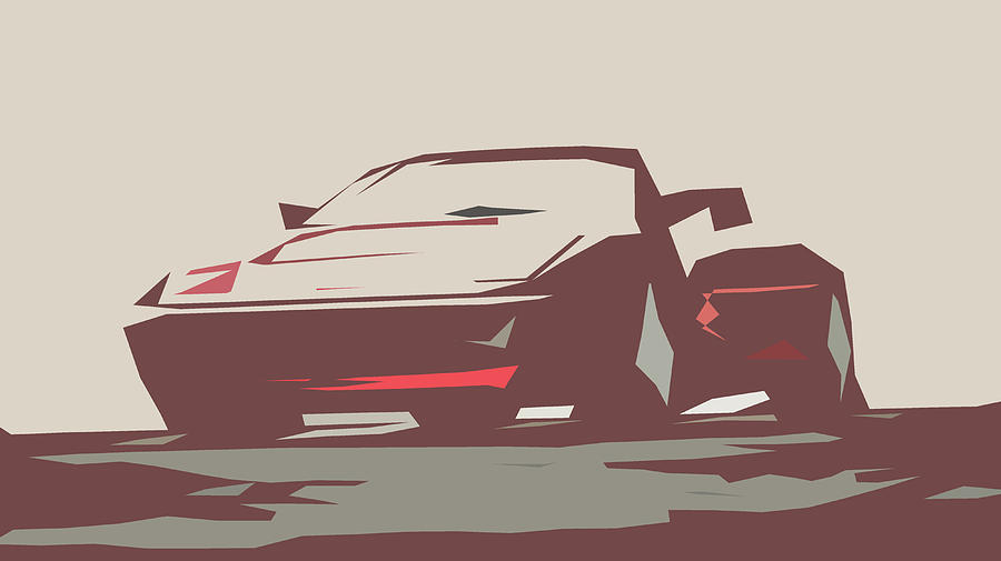 Ferrari 348 Spider Abstract Design Digital Art by CarsToon Concept