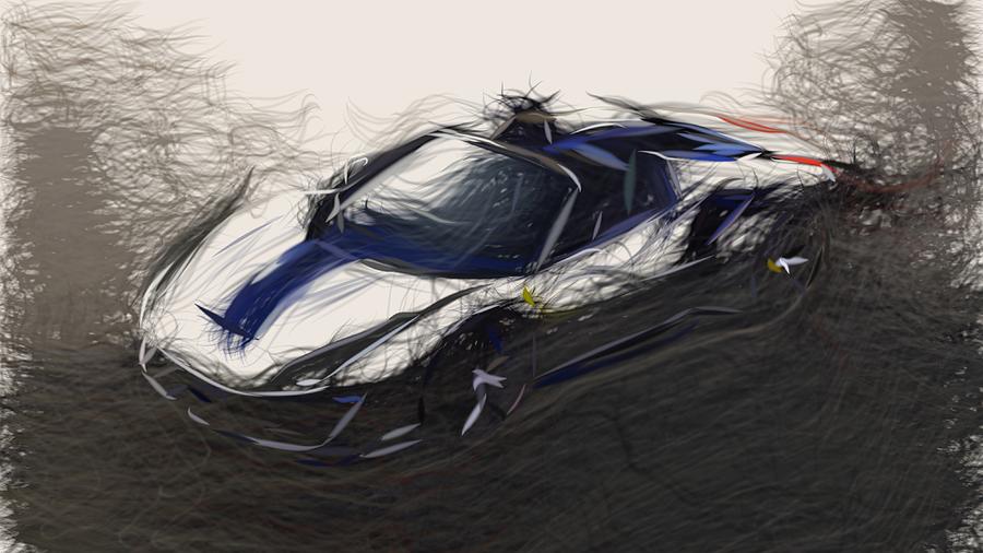 Ferrari 488 Pista Spider Drawing Digital Art by CarsToon Concept