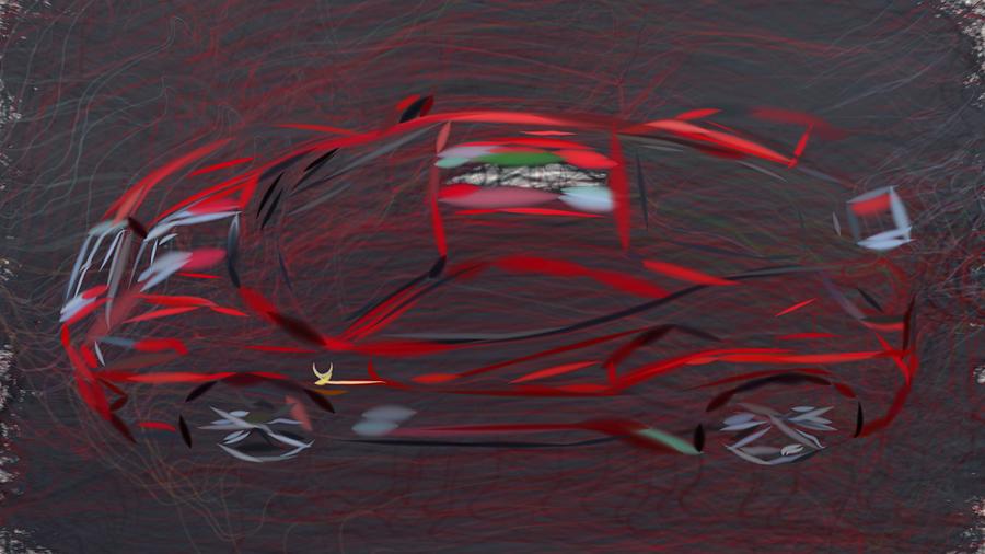 Ferrari 488 Pista0 Drawing Digital Art by CarsToon Concept