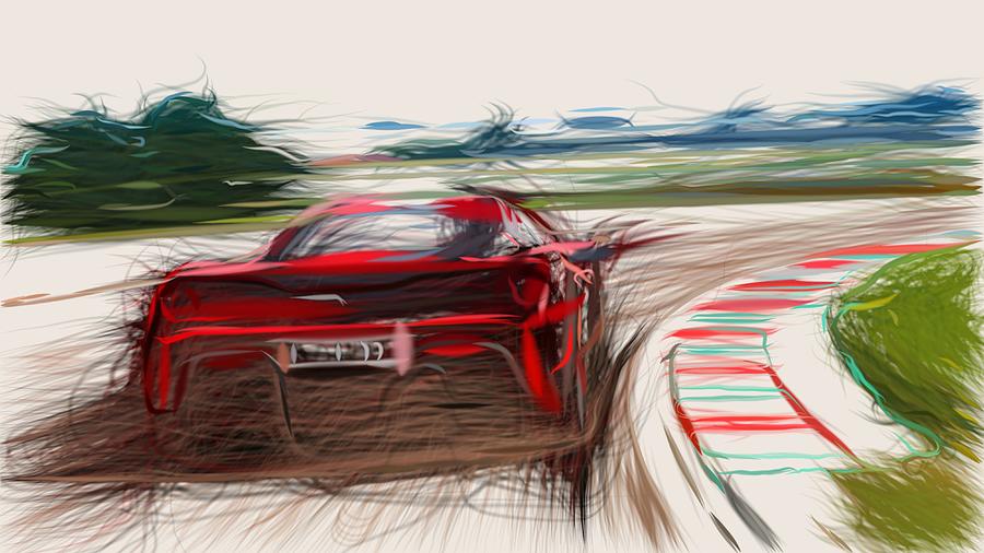 Ferrari 488 Pista1 Drawing Digital Art by CarsToon Concept