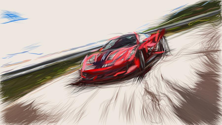 Ferrari 488 Pista2 Drawing Digital Art by CarsToon Concept