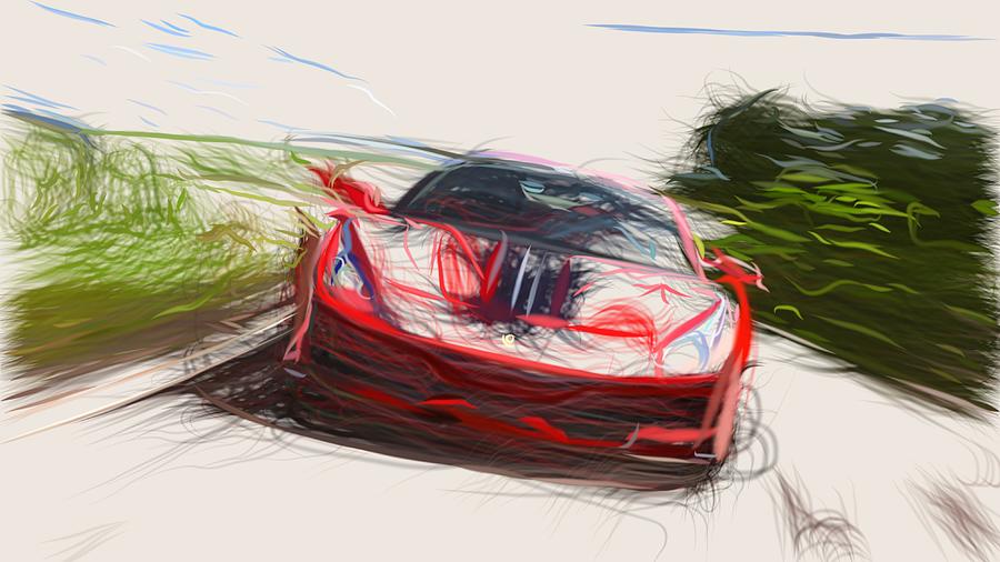 Ferrari 488 Pista3 Drawing Digital Art by CarsToon Concept