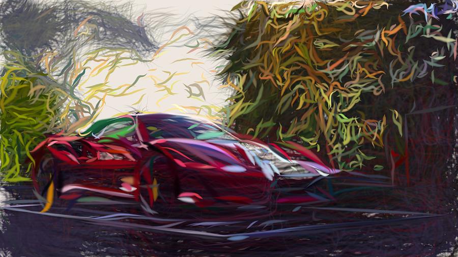 Ferrari 488 Pista4 Drawing Digital Art by CarsToon Concept