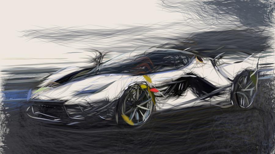 Ferrari FXX K Evo Drawing Digital Art by CarsToon Concept
