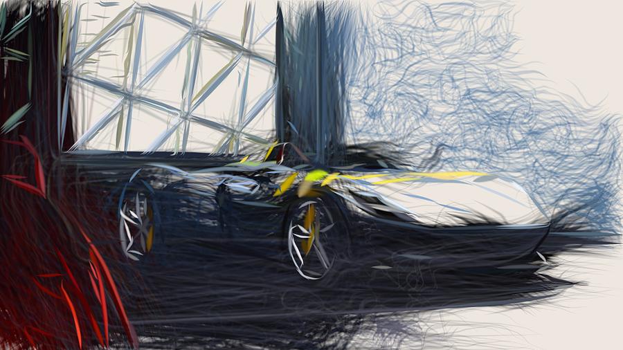 Ferrari Monza SP1 Drawing Digital Art by CarsToon Concept