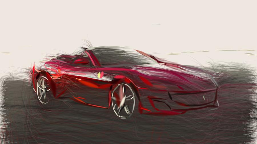 Ferrari Portofino Drawing Digital Art by CarsToon Concept