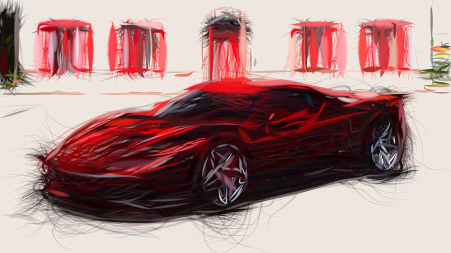 Ferrari SP38 Drawing Digital Art by CarsToon Concept