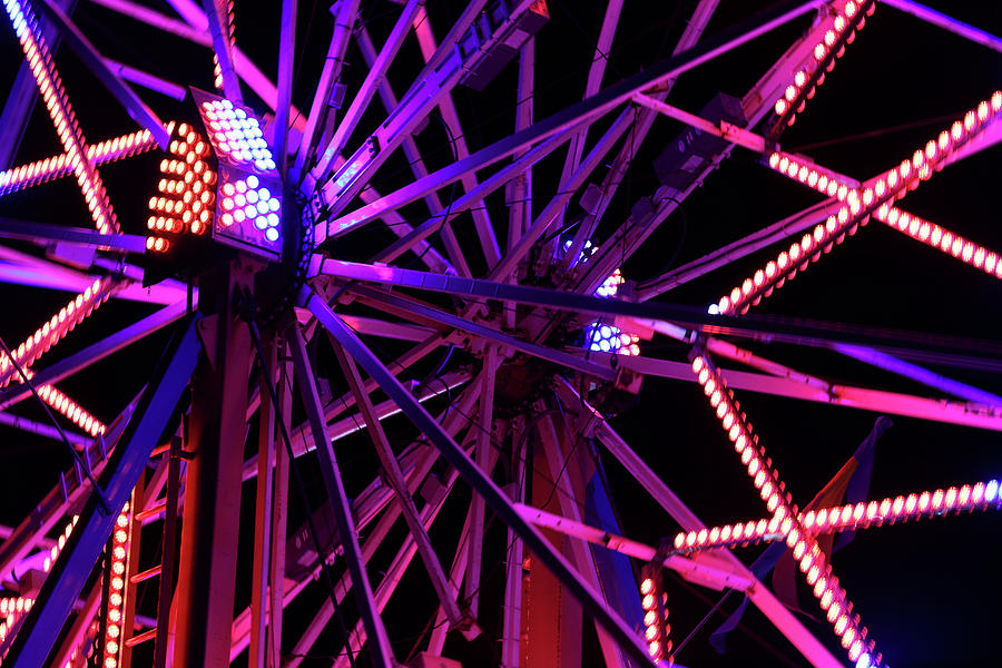 Ferris Wheel Closeup Purple Pink 092819 Photograph by Mary Bedy