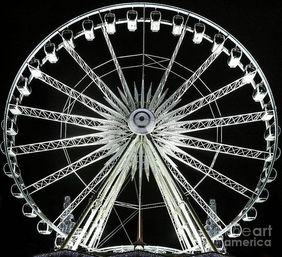 Ferris Wheel Illuminated At Night Photograph by Sir Francis Canker Photography