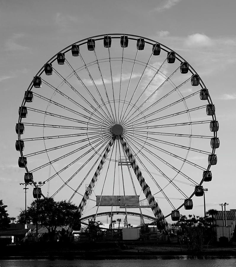 Abstract Photograph - Ferris Wheel in Black by Laurie Perry