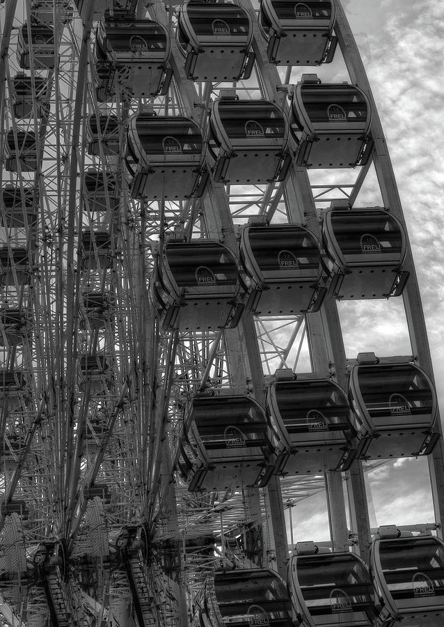 Ferris Wheel Monochrome Absrtact Photograph by Jeff Townsend