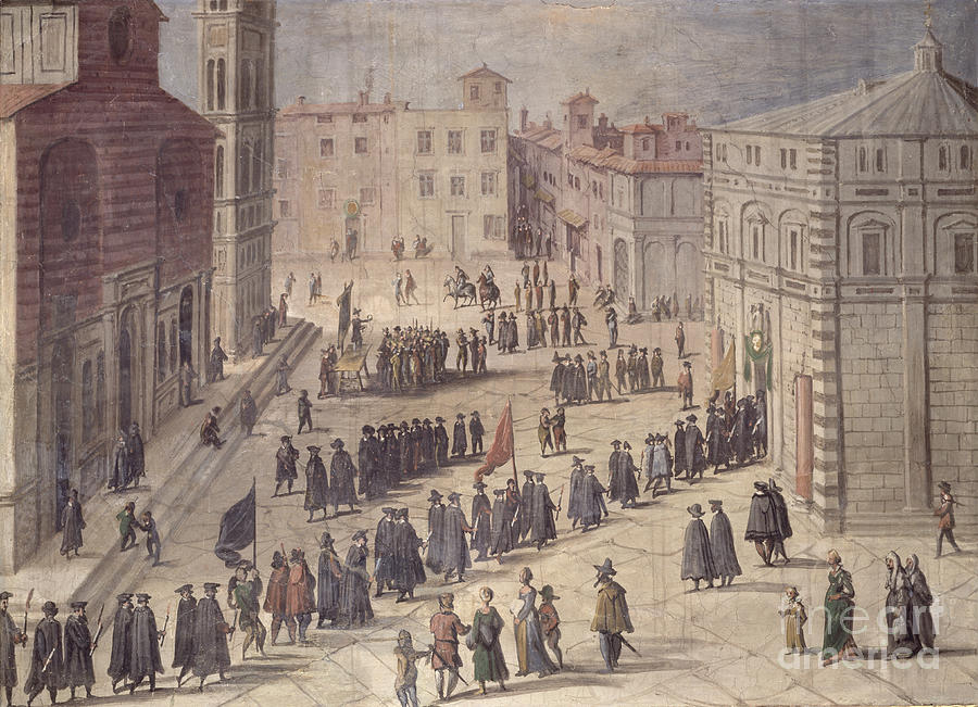 Festival Of Homage In The Piazza Del Duomo, Florence, 1555 Painting by ...