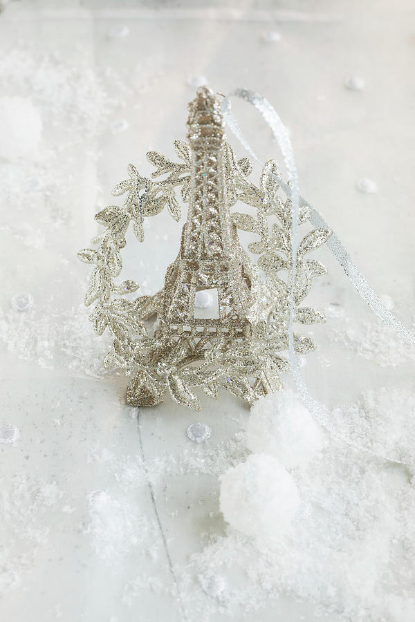 Festive Arrangement With Silver Eiffel Tower Photograph by Eising Studio