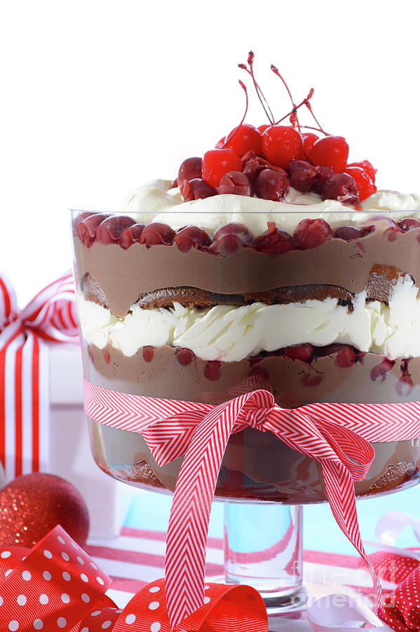 Christmas Photograph - Festive Black Forest Trifle Dessert by Milleflore Images