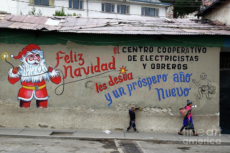 Festive Father Christmas Mural Photograph by James Brunker