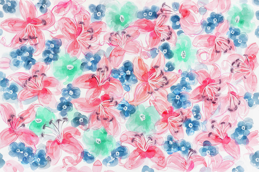 Pattern Painting - Festive Flower Patterns I by Li Bo