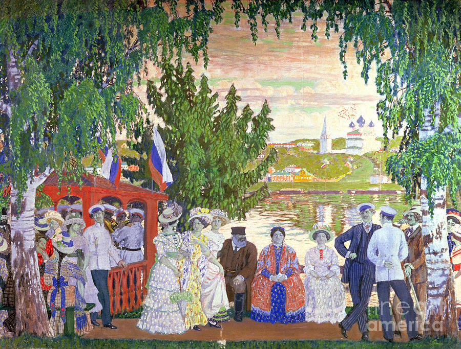 Festive Gathering, 1910 Painting by Boris Kustodiev