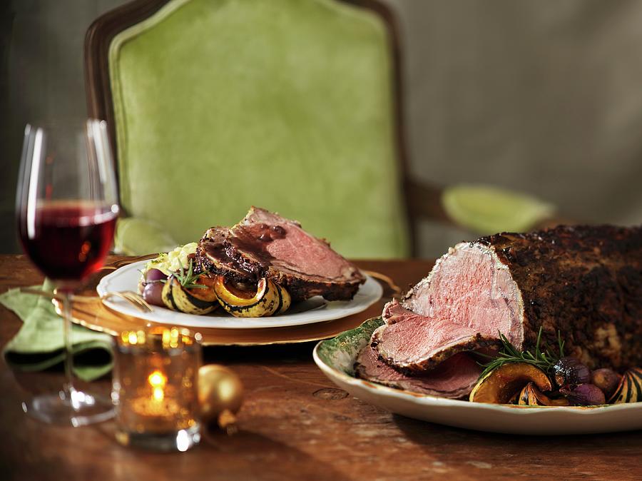 Festive Roast Beef With Roasted Vegetables Photograph by Norton, Jim ...