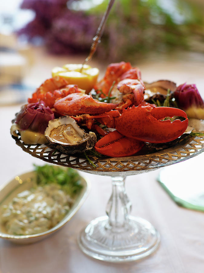 Festive Seafood Platter With Lobster And Oysters Photograph by Pepe Nilsson