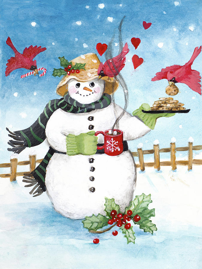 Christmas Mixed Media - Festive Snowman I by Lanie Loreth