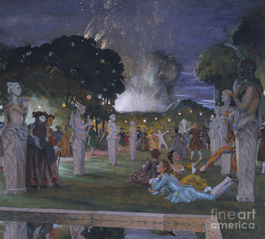 Fetes Aux Environs De Venise, 1930 Painting by Konstantin Andreevic Somov