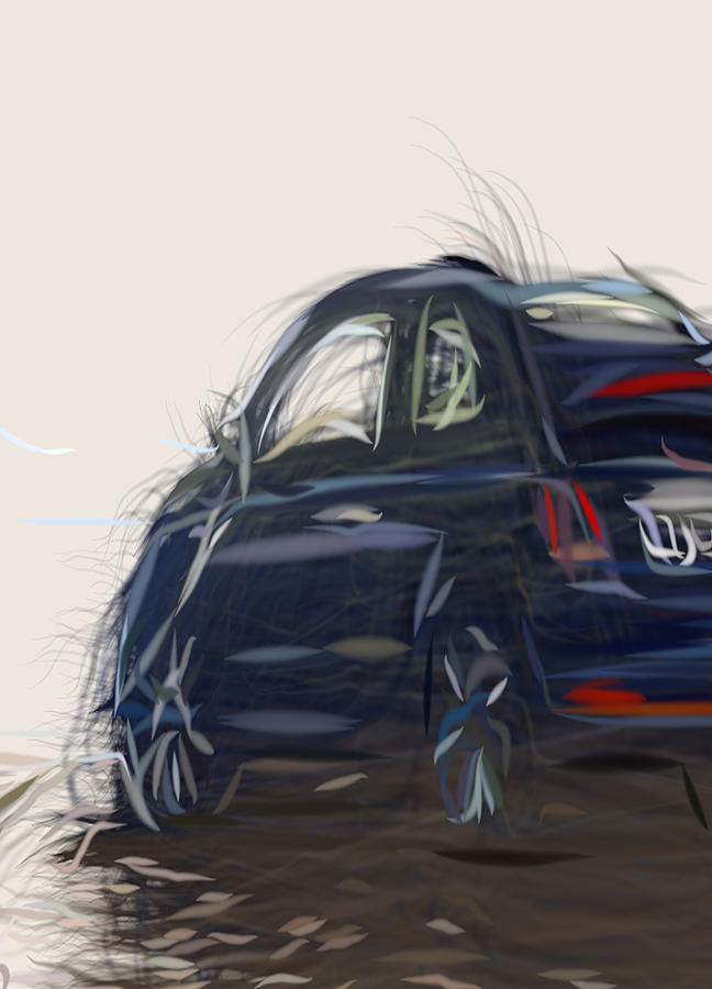 Fiat 500 Riva Drawing Digital Art By Carstoon Concept